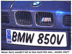 front license plate reads, "BMW 850V"